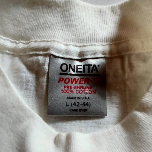 Oneita Womans White T Shirt Sz L Logo Beach Ware New with out tags - Picture 4 of 6